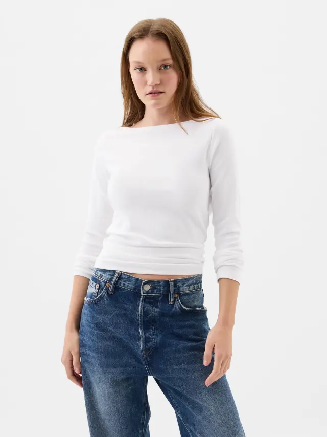 Άσπρη Ls Mod Bateau Μπλούζα FRESH WHITE