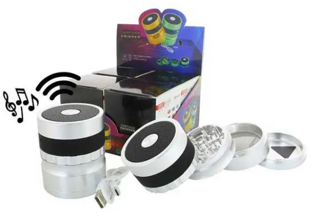 Grinder Τρίφτης Ασημί - Μαύρο Aluminium Με Ηχείο Bluetooth 62mm - 4 Parts 2