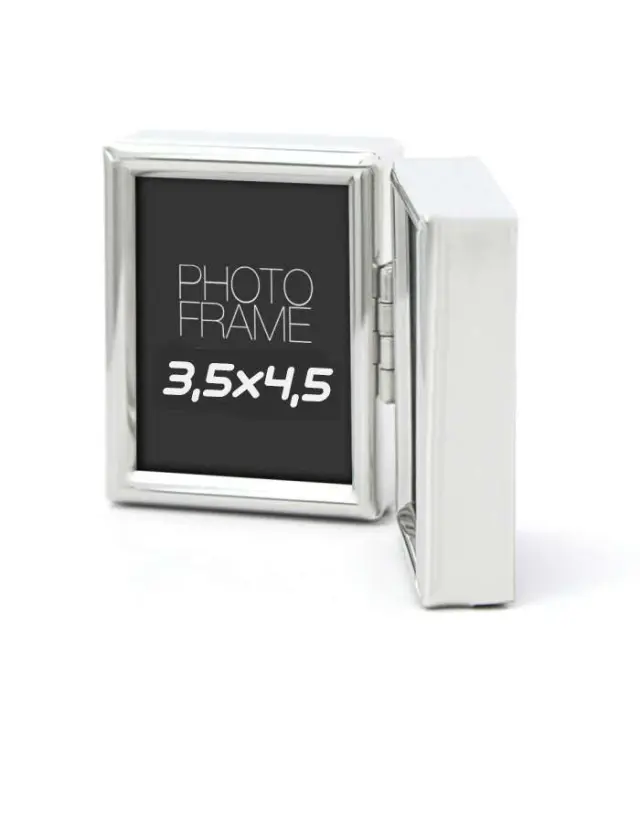κορνίζα επάργυρη mini διπλή 9,5x5,5cm για 2 φωτογραφίες 3,5Χ4,5cm ιδανική για φωτογραφίες μέγεθος ταυτότητας 8735DL 2