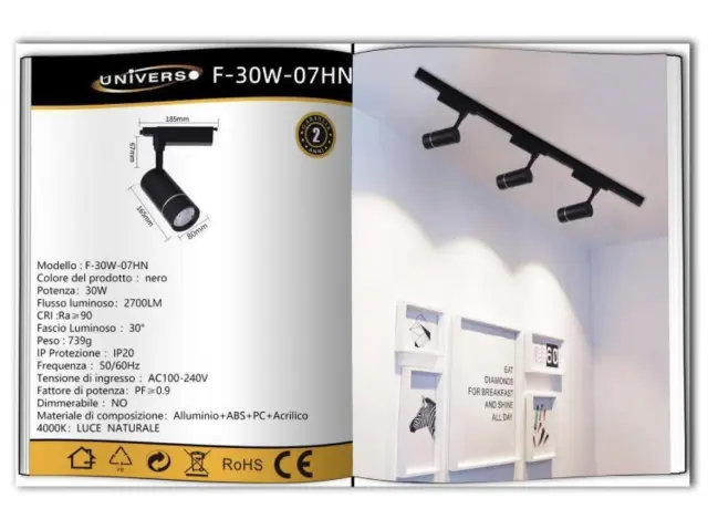UNIVERSO LED Φωτιστικό Οροφής F30W-07HN 30W 4000K 2700LM Μαύρο Χρώμα