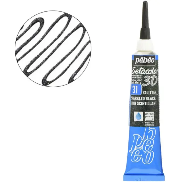 Pebeo Περίγραμμα Υφάσματος Setacolor 3D Glitter Effect - 31 Sparkling Black - 20ml