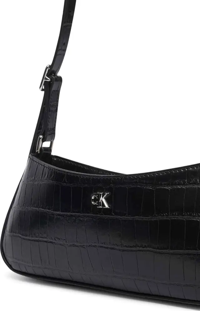 Calvin Klein Γυναικεία Μικρή Τσάντα Ώμου CK Croc Small Shoulder Bag Μαύρο 2