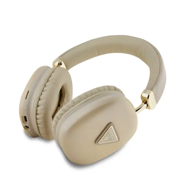 Guess Saffiano PU Leather Triangle Logo Wireless Headphone Gold 2