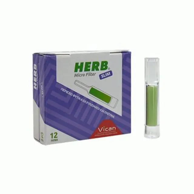 HERB Micro Filter Slim Πίπες με φίλτρο από φυτικά εκχυλίσματα και ένζυμα 12 τεμάχια