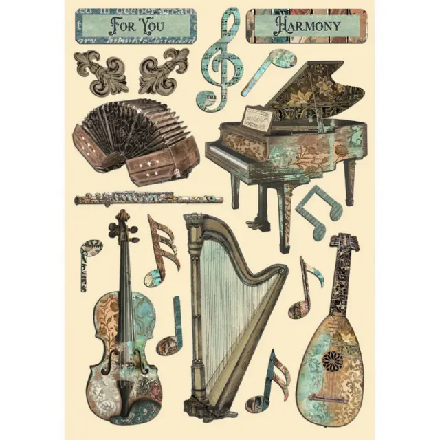 Ξυλάκια διακοσμητικά A5, Stamperia, Music