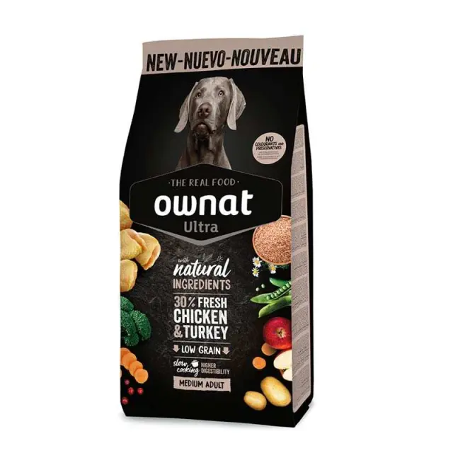 Ownat Ultra Dog Low Grain Adult Medium Chicken & Turkey 12Kg Μονόχρωμο