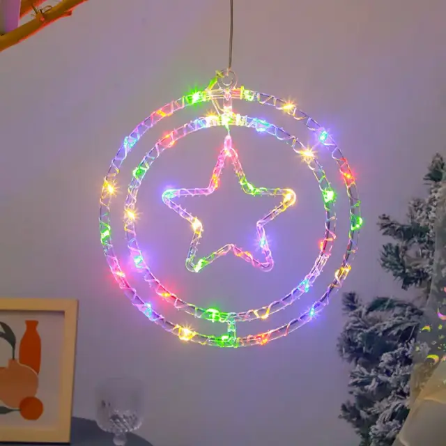 Χριστουγεννιάτικο φωτεινό διακοσμητικό 3D LED κρεμαστό - Αστέρι - 2pcs - 272307 - RGB 2