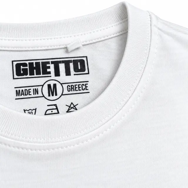 Ghetto White T-Shirt with Black Balaclava Logo 3