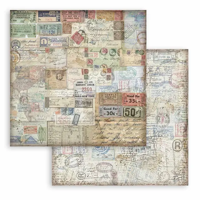 Χαρτιά scrapbooking 10τεμ, 20.3×20.3cm Stamperia, Art of Travelling 2