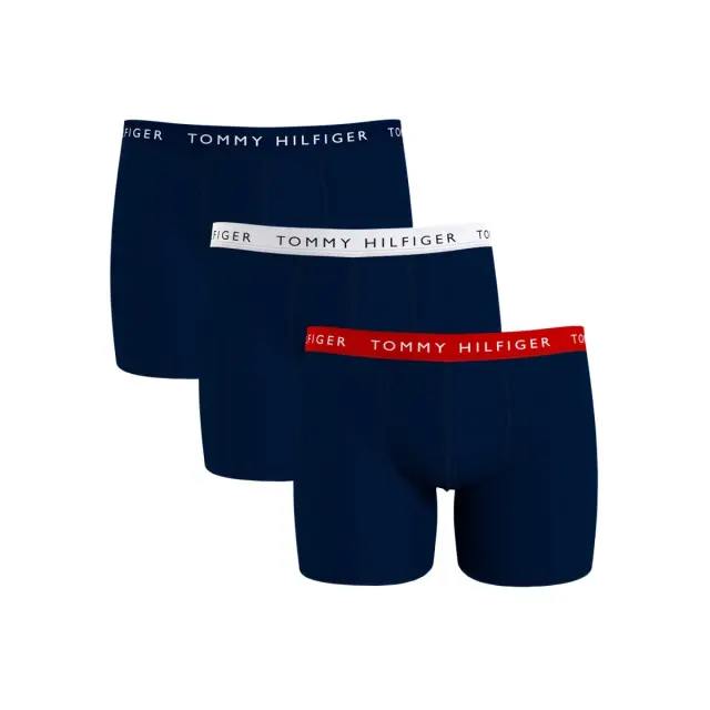 Tommy Hilfiger Ανδρικό Boxer Μακρύ Organic Cotton Trunks - Τριπλό Πακέτο, Χρώμα Prim Red-White-Desert Sky - S