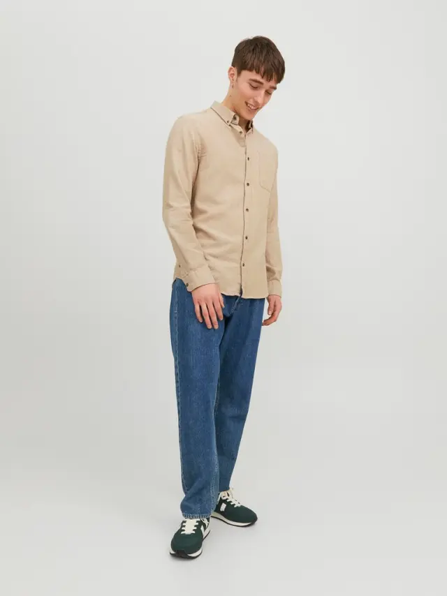 JJECLASSIC MELANGE SHIRT LS NOOS Oatmeal - L , 32 2