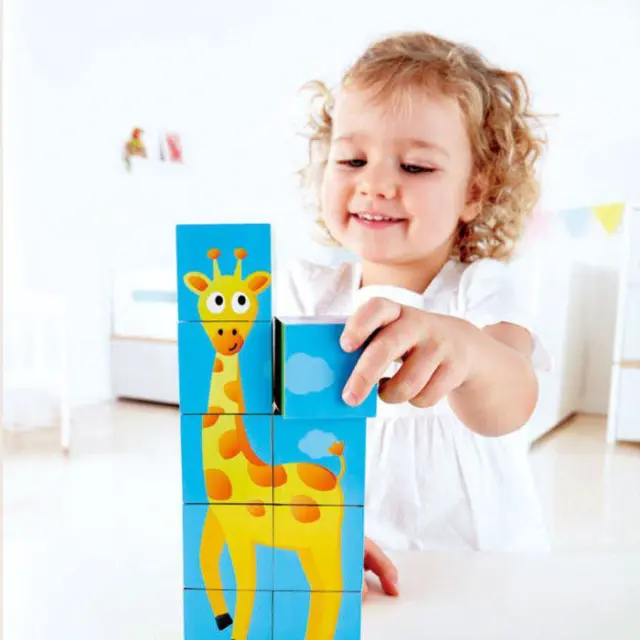 Hape Jungle Animal Block Puzzle Παζλ Κύβων Ζώα Της Ζούγκλας - 9τμχ 3