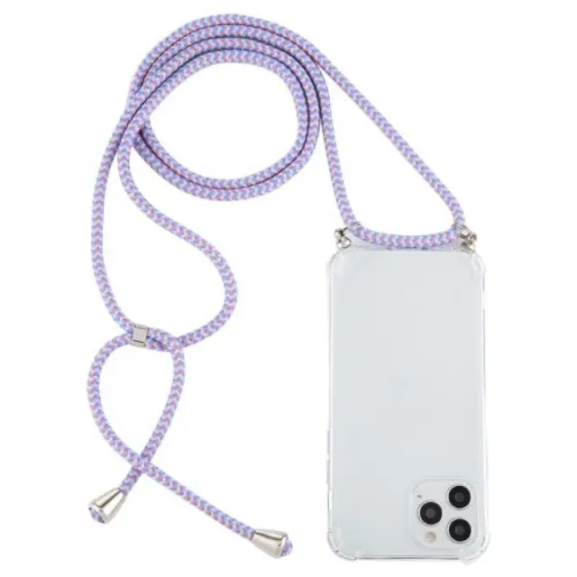 Θήκη Σιλικόνης με Κορδόνι για το Λαιμό Για iPhone 12 Pro Max - Μωβ/ Μπεζ OEM