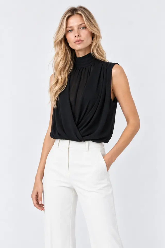 BSB SLEEVELESS WRAP TOP (0156-0110020-BLACK) - 42-medium 3