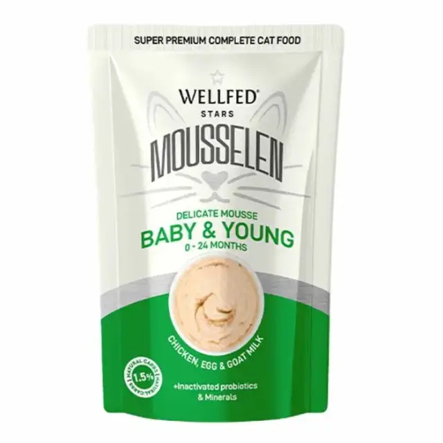 Wellfed Υγρή Τροφή Γάτας Mousselen Baby & Young 40gr