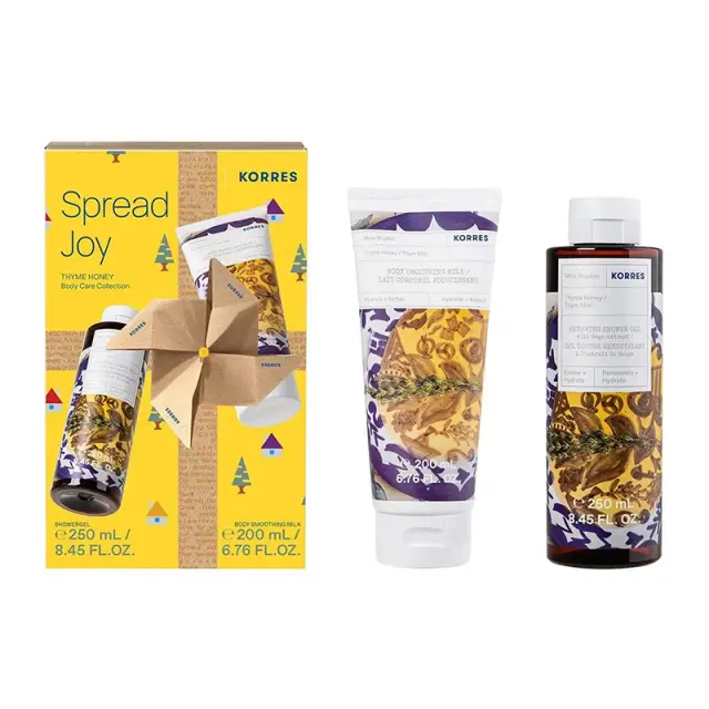 Korres Promo Spread Joy Thyme Honey Body Care Collection Showergel Αφρόλουτρο Σώματος, 250ml & Body Smoothing Milk Ενυδατικό Γαλάκτωμα Σώματος, 200ml, 1σετ