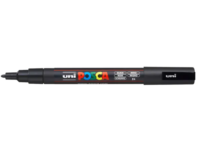 Μαρκαδόρος Σχεδίου Uni Posca PC-3M με πάχος μύτης 0.9-1.3mm - BlackPC-3M(E) - MAYPO