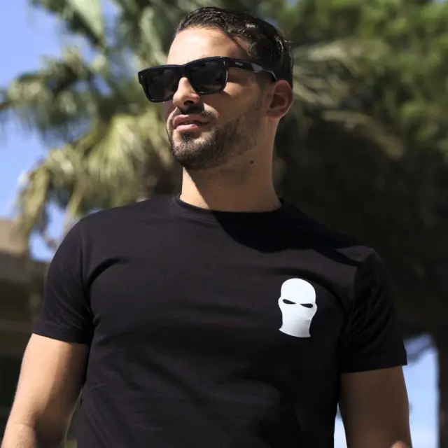 Ghetto Black T-Shirt White Mask Logo | Unisex 3