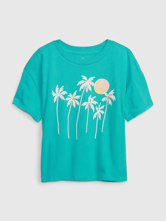 Μπλε Παιδική Graphic Μπλούζα aqua tropic - S