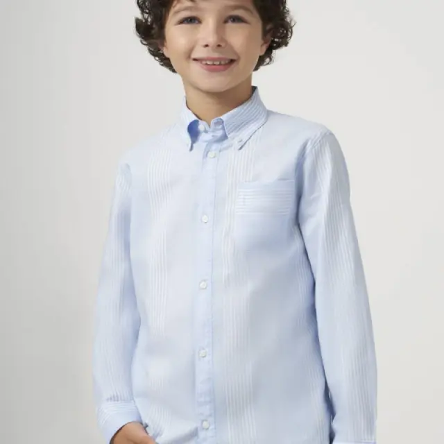 Junior 10 έως 18 ετών Πουκαμισο μακρυμάνικο ρίγες ecofriends γαλάζιο - 14Ε