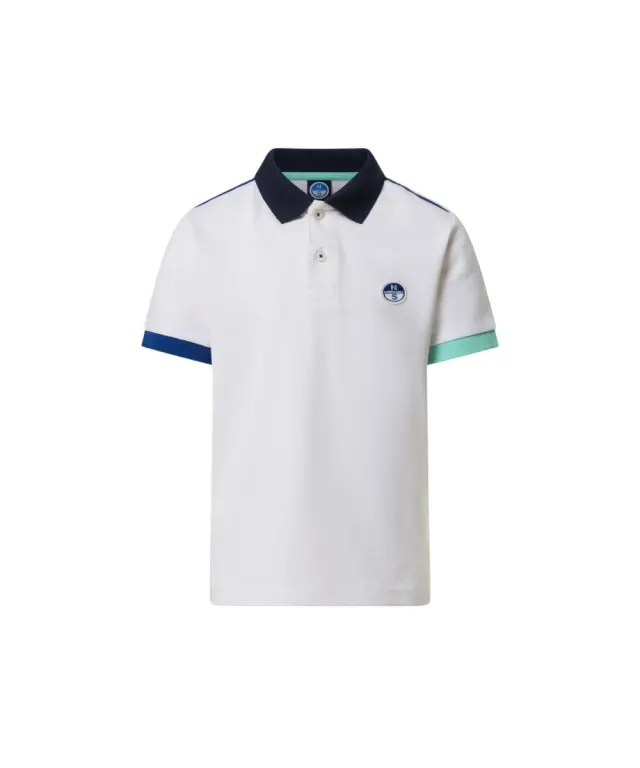 North Sails - Παιδικό Κοντομάνικο Μπλουζάκι Polo Mismatch Cuffs 794491-000-0101 Λευκό