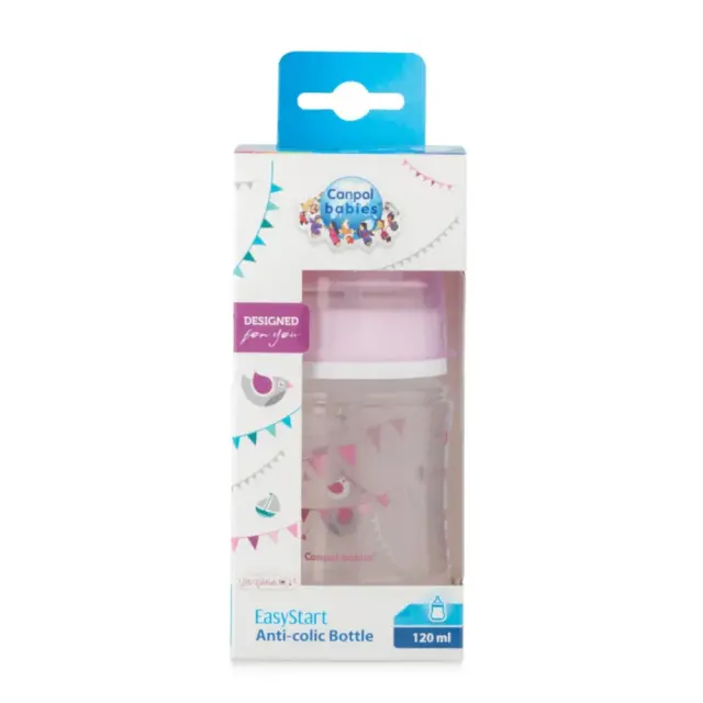 Μπιμπερό Πλατύ Κατά των Κολικών 120ml +0m PP Easy Start Let's Celebrate Canpol Pink 35/228 2