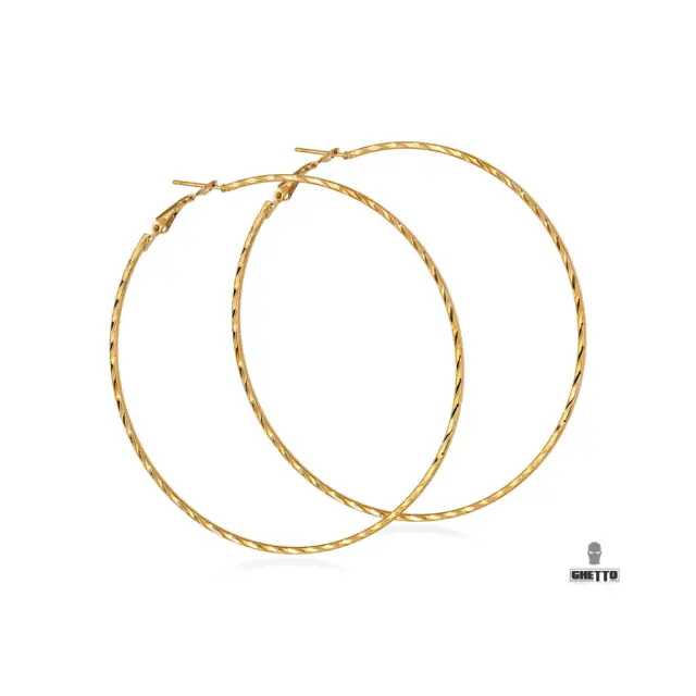 Ghetto Big Circle Hoop Earrings Stainless Steel Gold