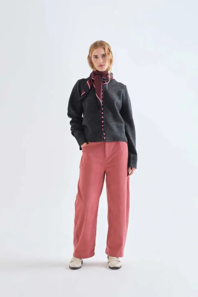 COMPANIA FANTASTICA KNITTED CARDIGAN (63C/10239 DARK GREY) - L 3