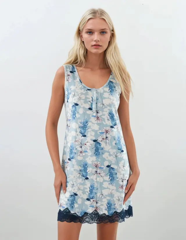 S754 - Type - NIGHTGOWN BLUE FLOWERS 2