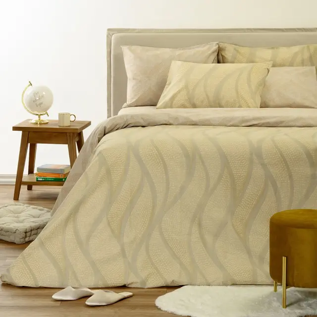 ΣΕΤ ΣΕΝΤΟΝΙΑ KING SIZE (Λ) DRIFT BEIGE ULTRA LINE (180Χ200+32) MELINEN (Με Λάστιχο) 260Χ270