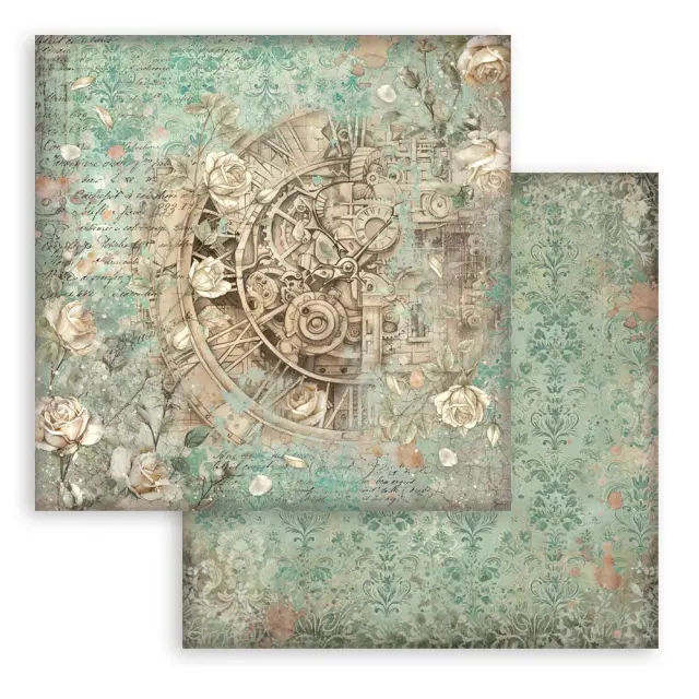 Χαρτιά scrapbooking 10τεμ, 20.3×20.3cm Stamperia, Gardens of Time, Backgrounds 2