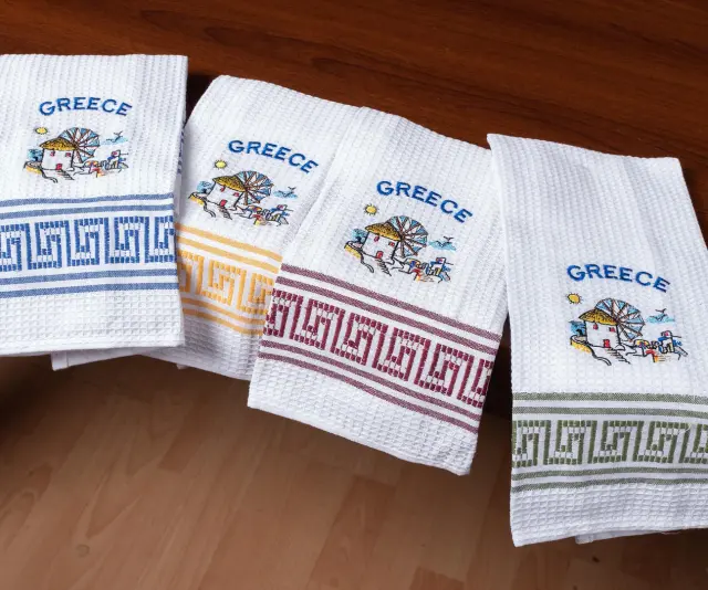 Σετ 12 τεμαχίων ποτηρόπανα (45cm x 65cm) ανεμόμυλος GREECE - -