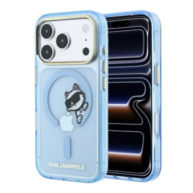Karl Lagerfeld IML Choupette Peekaboo Magsafe Case for iPhone 18 Pro Blue
