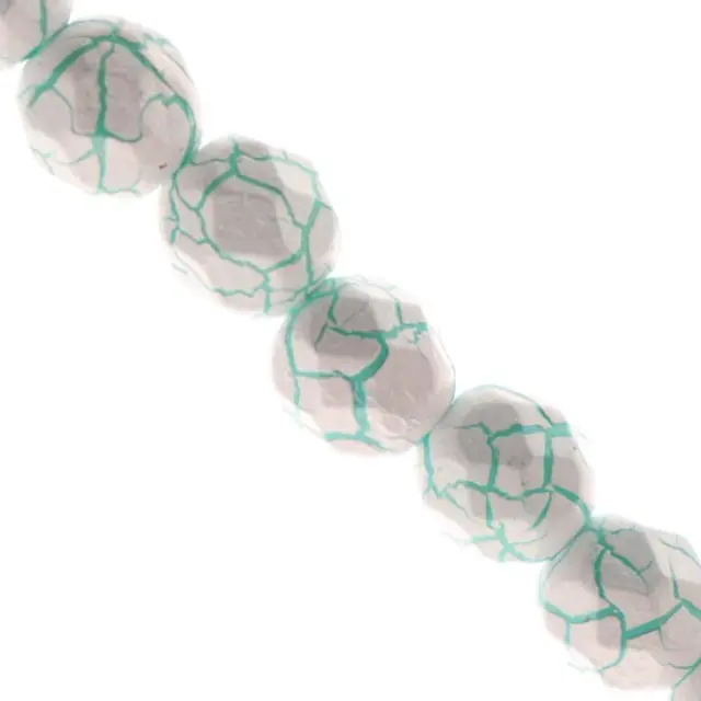Χάντρα Fire Polished Round Ø6mm Ionic White/Green ~25τεμ