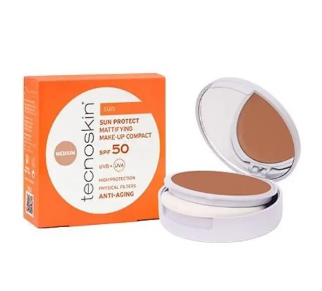 TECNOSKIN Sun Protect Mattifying Make-Up Compact SPF50 Αντηλιακή Πούδρα Προσώπου, 10g-MEDIUM
