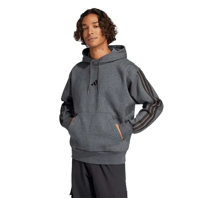 adidas Sportswear Men's 3Stripes Fleece Hoodie. Γκρι Σκούρο JW4308 (adidas Sportswear)