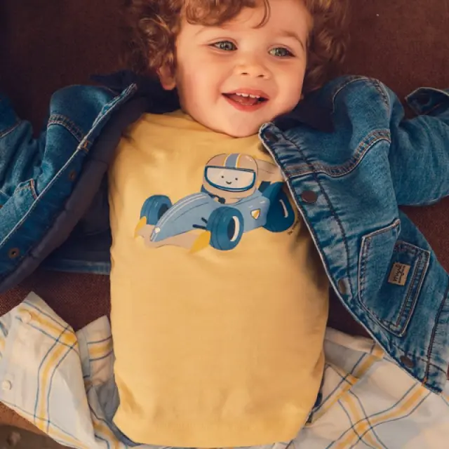 Baby 6 μηνών έως 4 ετών Μπλούζα αυτοκίνητα κίτρινο - 12M