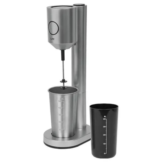 Φραπεδιέρα με 1 inox + 1 πλαστικό ποτήρι και πλήκτρο push, σε ασημί χρώμα, 100W.