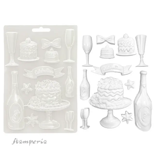 Καλούπι εύκαμπτο A5, 15x21cm, Stamperia, Masquerade, Glasses and sweets 3