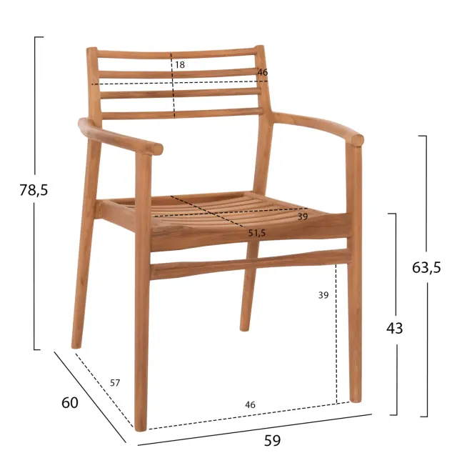 ΠΟΛΥΘΡΟΝΑ FB99936 ΜΑΣΙΦ ΞΥΛΟ TEAK ΣΕ ΦΥΣΙΚΟ 59x60x78,5Υ 2