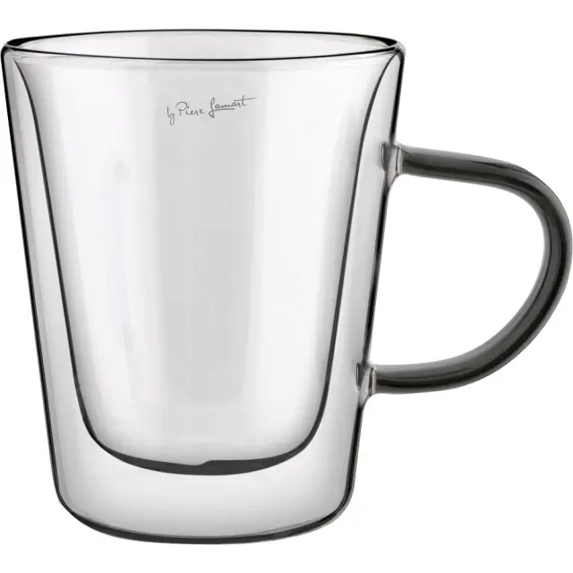 Σετ Ποτήρια Τσαγιού VASO Lamart LT9120 Γυάλινα με Διπλό Τοίχωμα 300ml Μαύρα 2 Τεμ 2