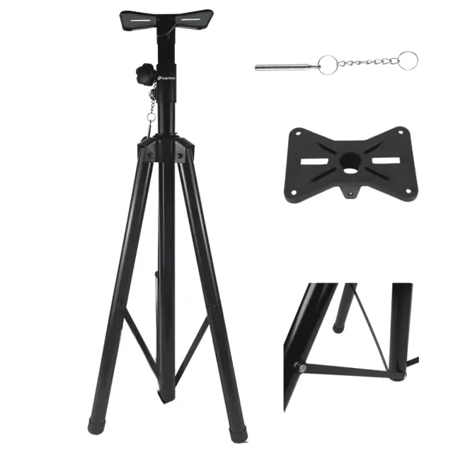 SUPRIMO SSM1 speaker tripod stand iron black loudspeaker base safety pin up to 60 kg 3