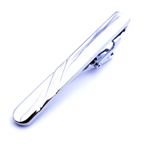 Σχεδιαστικό Ασημί Κλιπ Γραβάτας 4,5 cm – LGTC-13 2