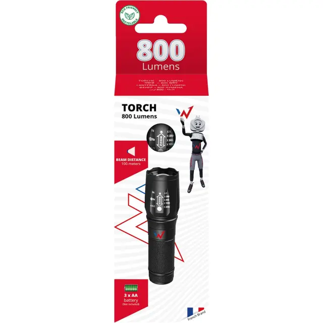 Φακός Wonder Wt8001L 800 Lumens Απόσταση Δέσμης: 100m Αυτονομία: 4h Βάρος: 130gr IP44 Αλουμινίου 2