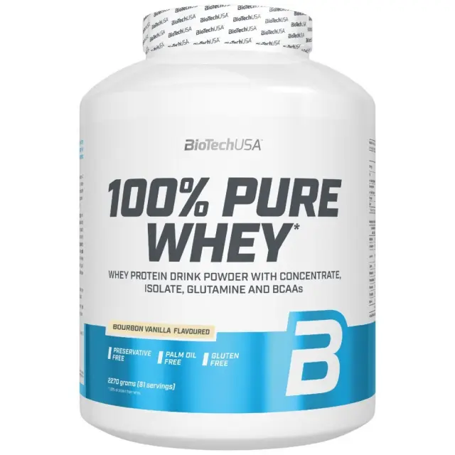 Biotech USA 100% Pure Whey Πρωτεΐνη Ορού Γάλακτος Χωρίς Γλουτένη με Γεύση Bourbon Vanilla 2.27kg