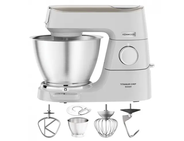 Κουζινομηχανή Kenwood Titanium Chef Baker KVC65.001WH με ενσωματωμένη ζυγαριά, ισχύ 1200W, χωρητικότητα 5L, μεταβλητή ταχύτητα και λειτουργία Pulse - White KVC65.001.WH