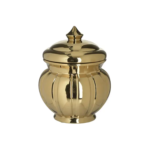 Δοχείο Με Καπάκι Χρυσό Κεραμικό Φ17x22cm 3-70-847-0066
