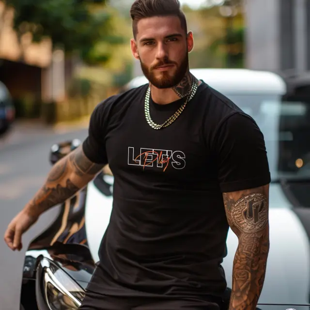 T-shirt Noshame® Μαύρο με τύπωμα Let's play - 3025187 - XXL