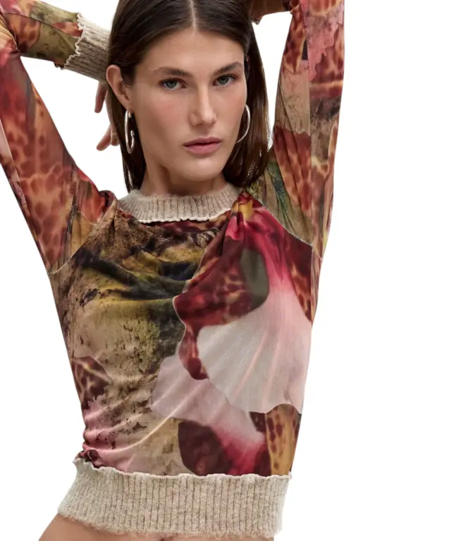Desigual - Γυναικεία Μπλούζα Orchids 26WWTK22-6004 Πολύχρωμο 3