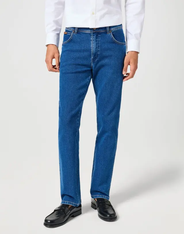 Wrangler Ανδρικό TEXAS 821 MIDNIGHT SHADOW Τζιν Βαμβακερό Παντελόνι Authentic Straight-Fit – Blue - 38W 34L